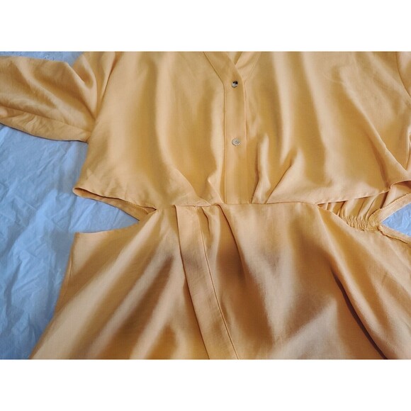 Womens Xl Blouse V-Neck Yellow Lightweight Cutout Detail Bold Elements - Picture 5 of 11